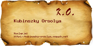 Kubinszky Orsolya névjegykártya